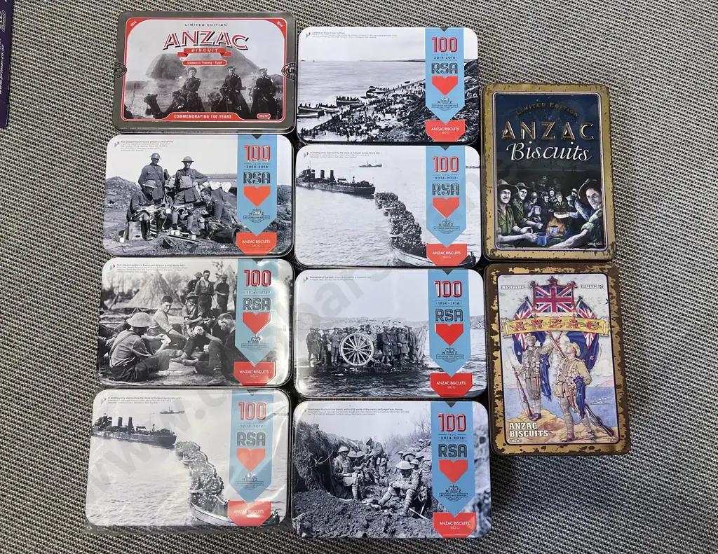 Qty of Assorted ANZAC Biscuit Tins Image 1++