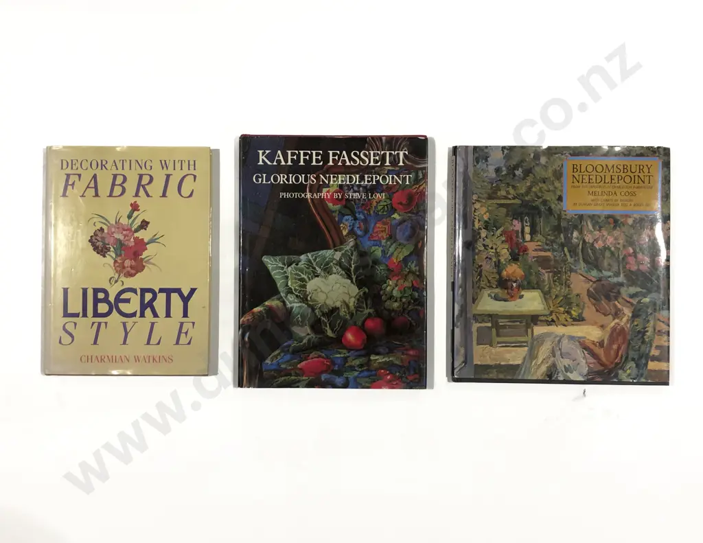 Three Assorted Needle Point and Fabric Reference Volumes Image 1++