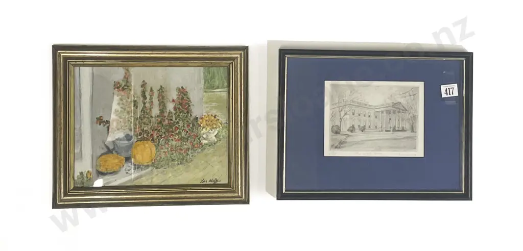 Three Assorted Framed Prints and Originals Image 1++