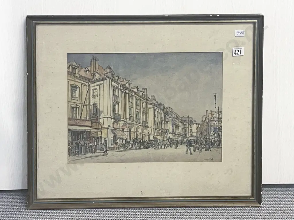 Indistinctly Signed Street Scene Watercolour and Graphite Image 1++