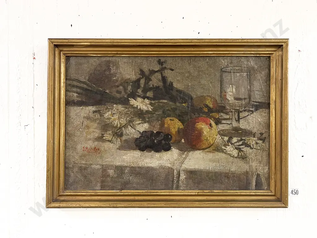 J.Moteler Still Life Oil on Canvas Image 1++