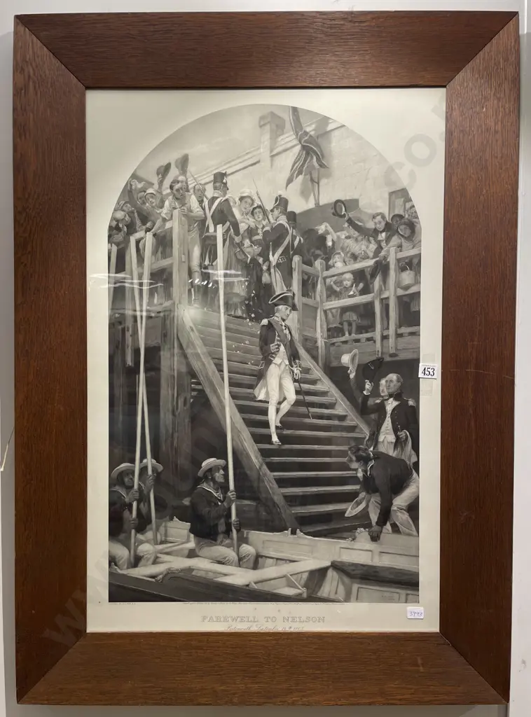 Large Oak Framed Vintage Print "Farewell to Nelson" Image 1++
