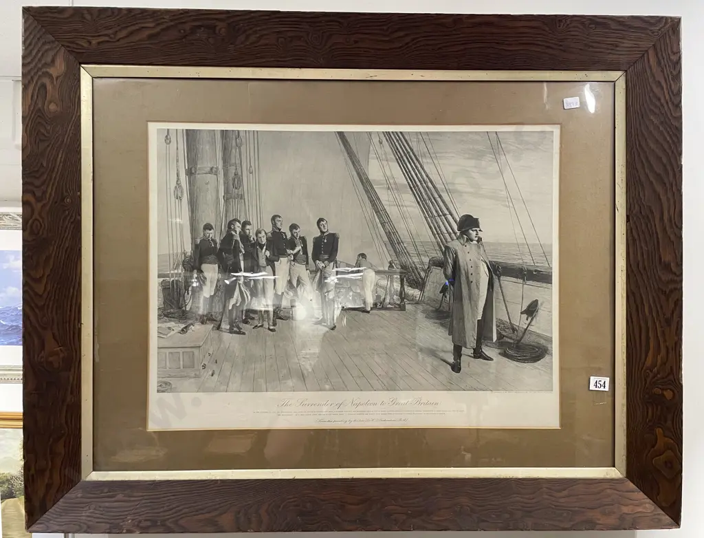 Large Oak Framed Print "Surrender of Napoleon to Great Britain" Image 1++