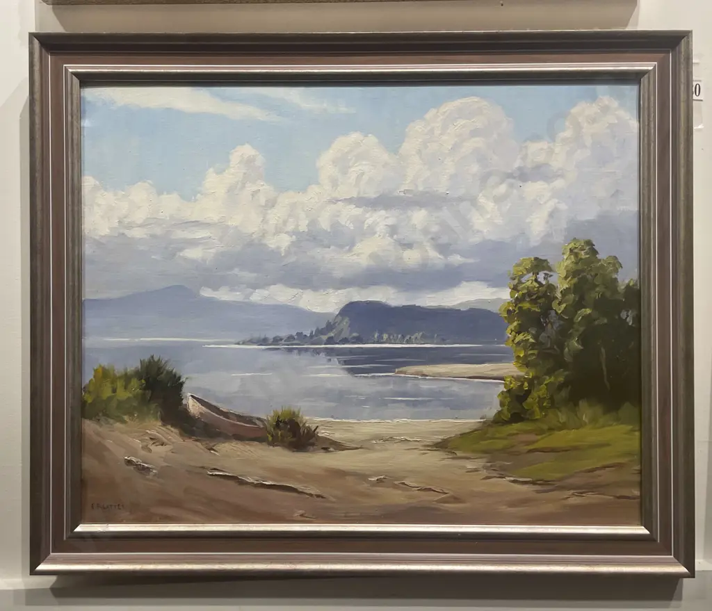 E.B.Lattey Lake Taupo Oil on Canvas Image 1++