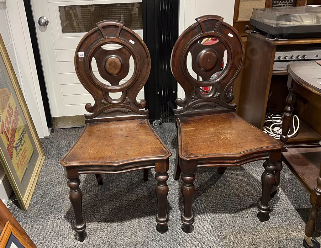 Pair of Victorian Hall Chairs Image 1++