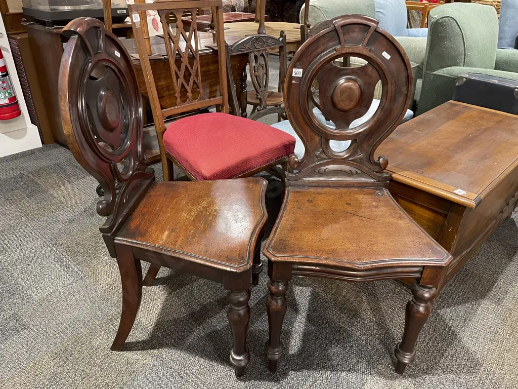 Pair of Victorian Hall Chairs Image 1++