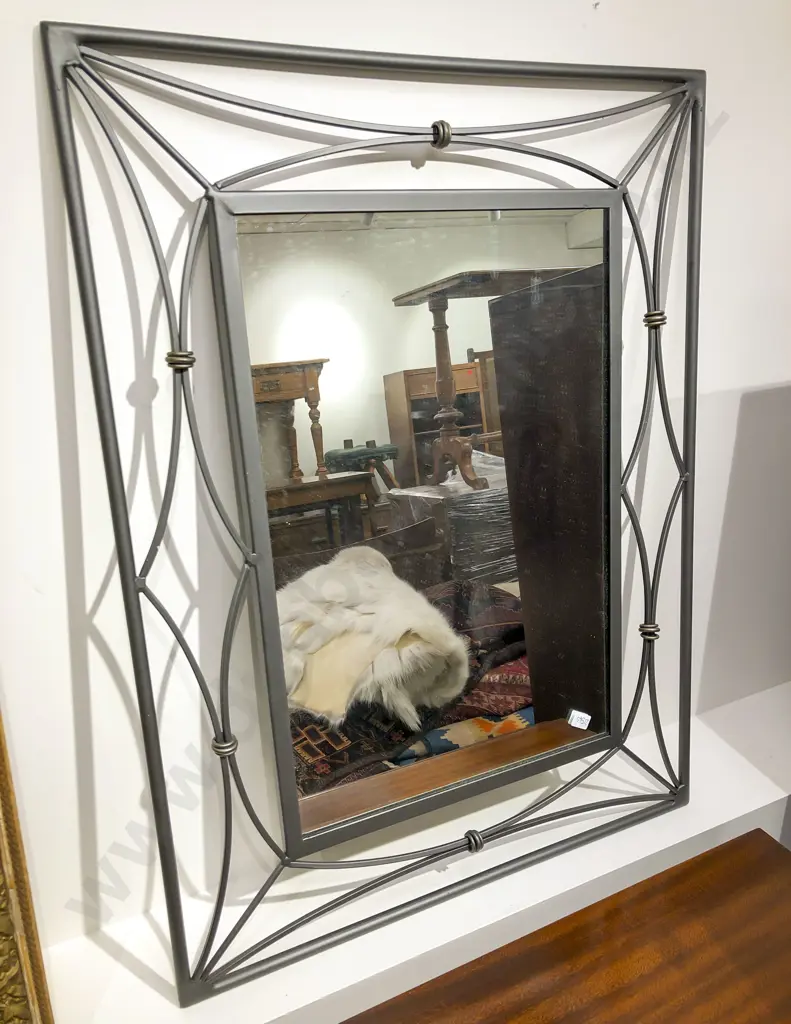 Modern Wrought Metal Framed Wall Mirror Image 1++