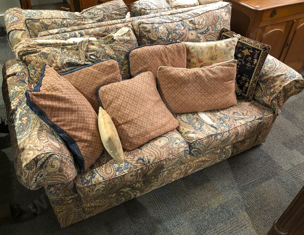 Two Piece Lounge Suite Upholstered in Sanderson "Saraband" Pattern Image 1++