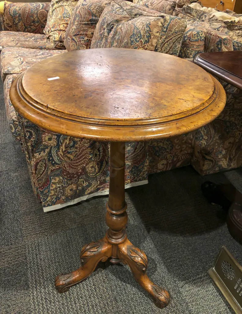 Colonial Tripod Based Wine Table with Mottled Kauri Top Image 1++