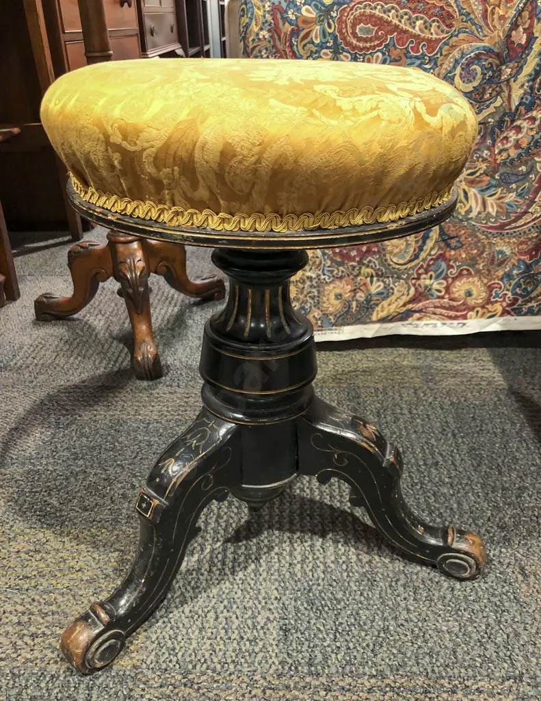 Ebonised Tripod Based Swivel Piano Stool Image 1++