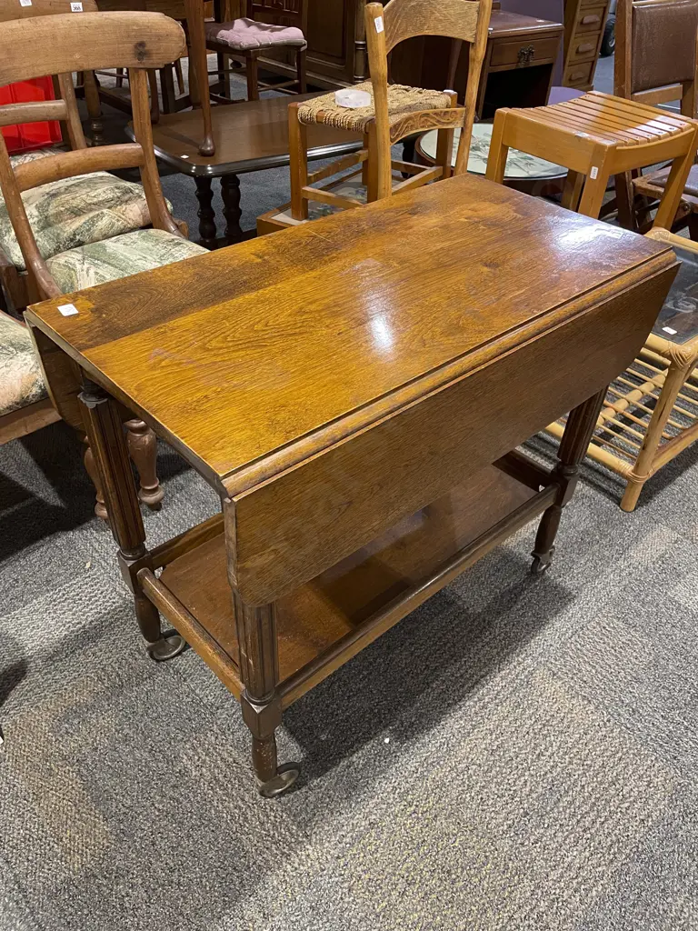 Drop Leaf Two Tier Tea Trolley Image 1++