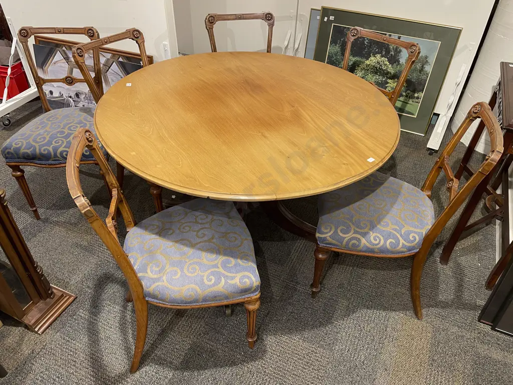 Victorian Circular Supper Table and Six Dining Chairs Image 1++
