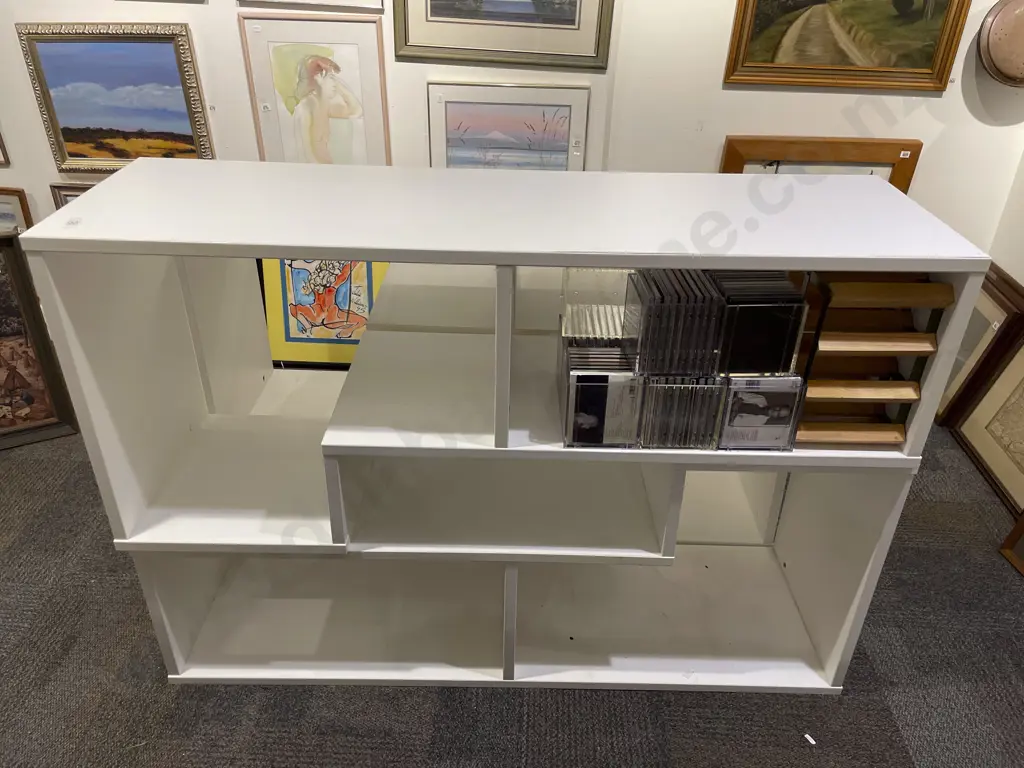 Pair of Two Section Modern Shelving Units Image 1++