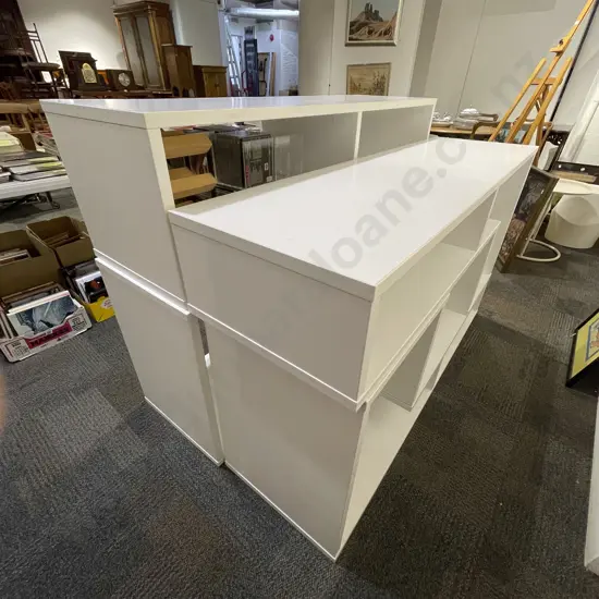 Pair of Two Section Modern Shelving Units