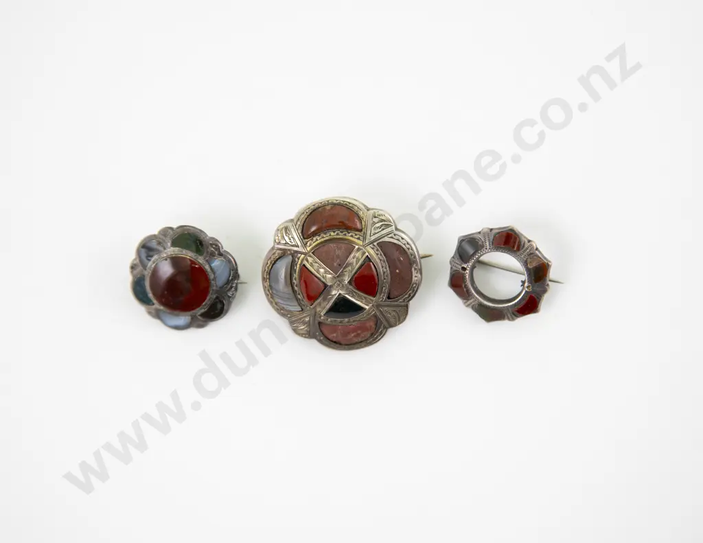 Three Scottish S/S Hardstone Brooches Image 1++