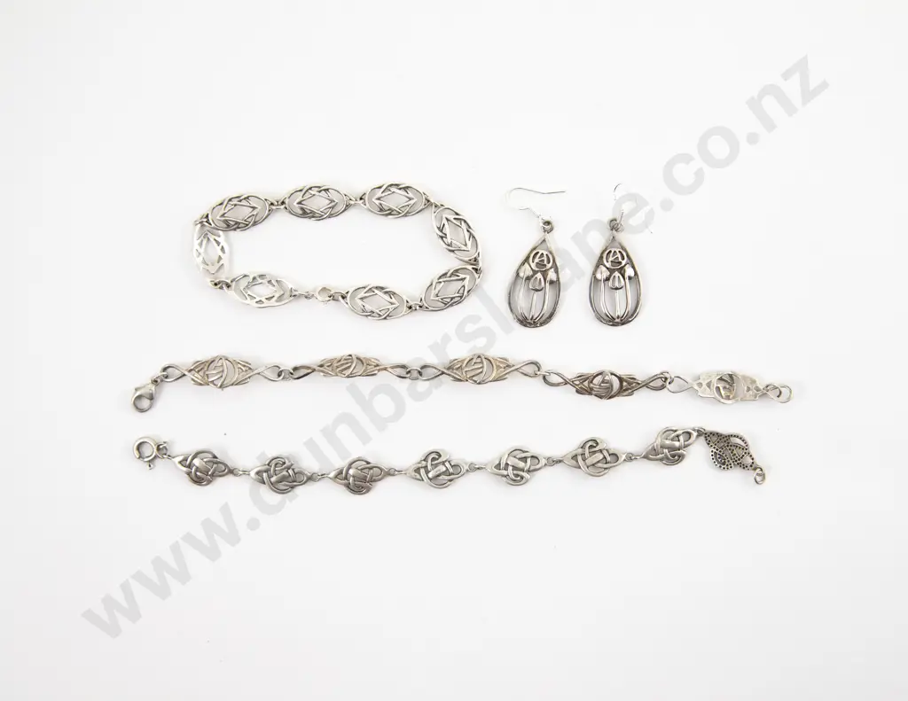 S/S Rennie Mackintosh Design Bracelets and Pair of Earrings Image 1++