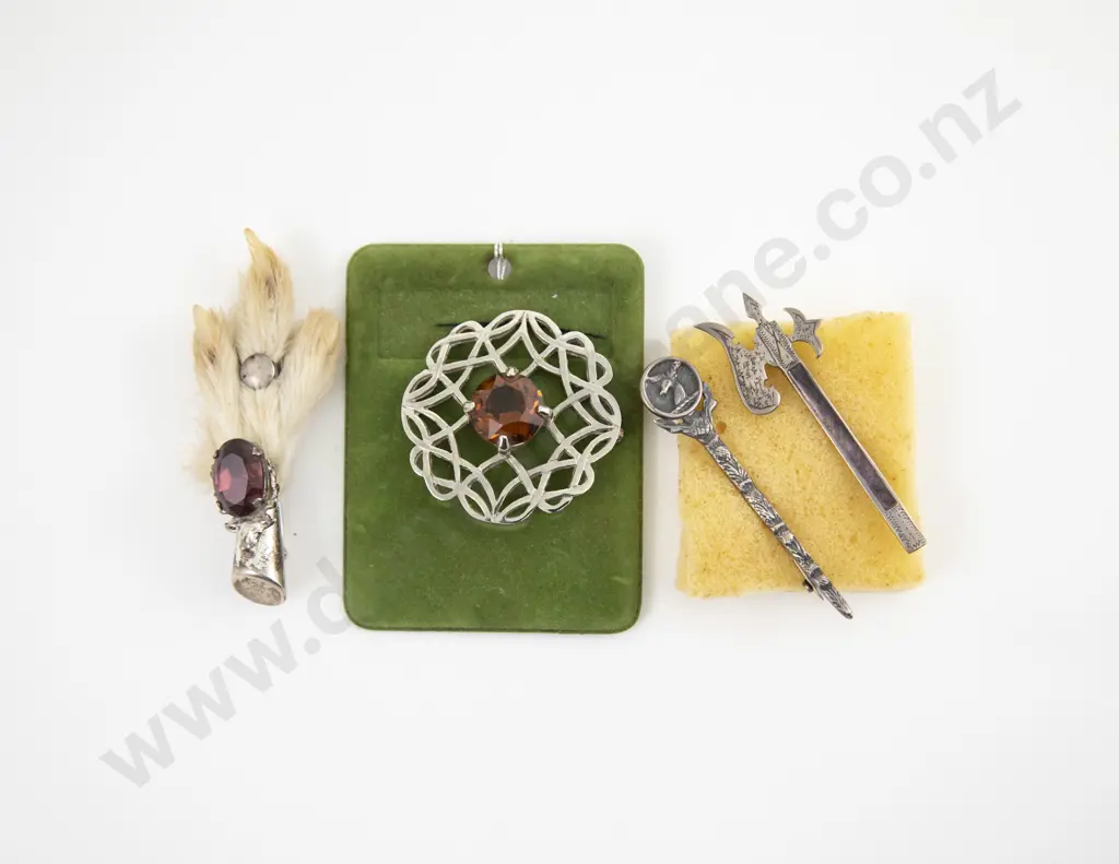 Three S/S Scottish Brooches and Grouse Claw Brooch Image 1++