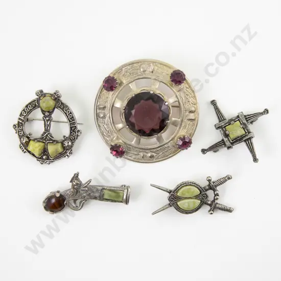 Scottish Kilt Brooch with Four Brooches