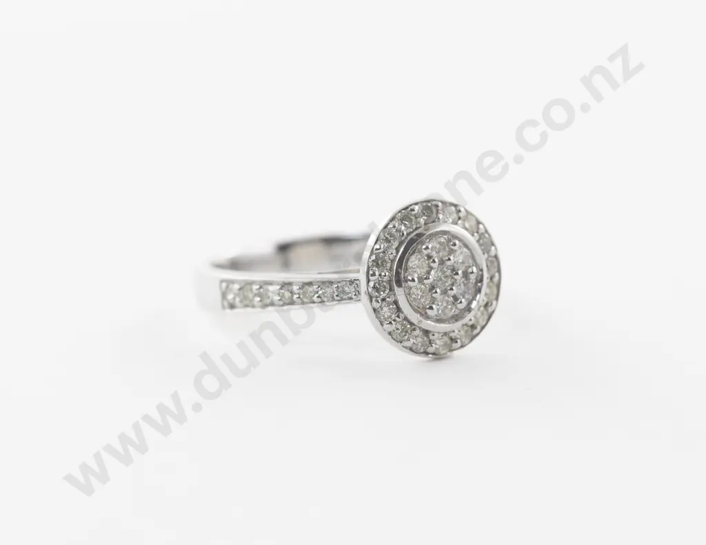 9ct White Gold 37Stone Diamond Cluster Ring Image 1++