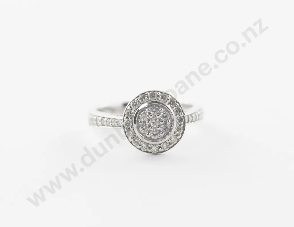 9ct White Gold 37Stone Diamond Cluster Ring Image 1++