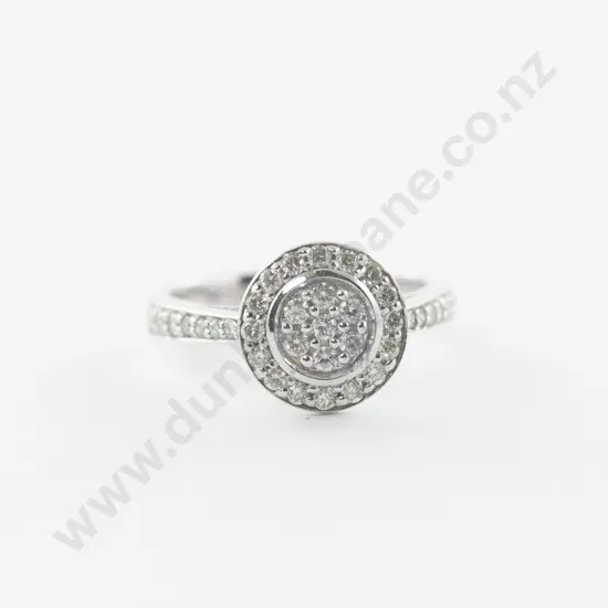 9ct White Gold 37Stone Diamond Cluster Ring