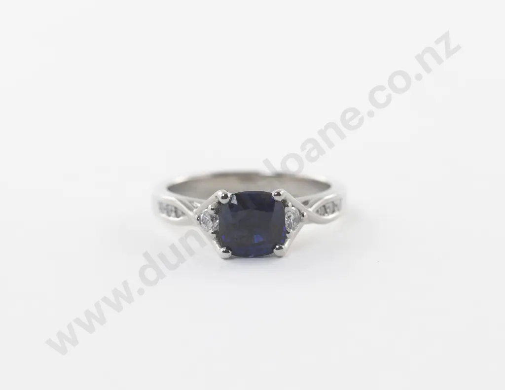Village Goldsmith Wellington All Platinum Single Sapphire and Diamond Ring Image 1++