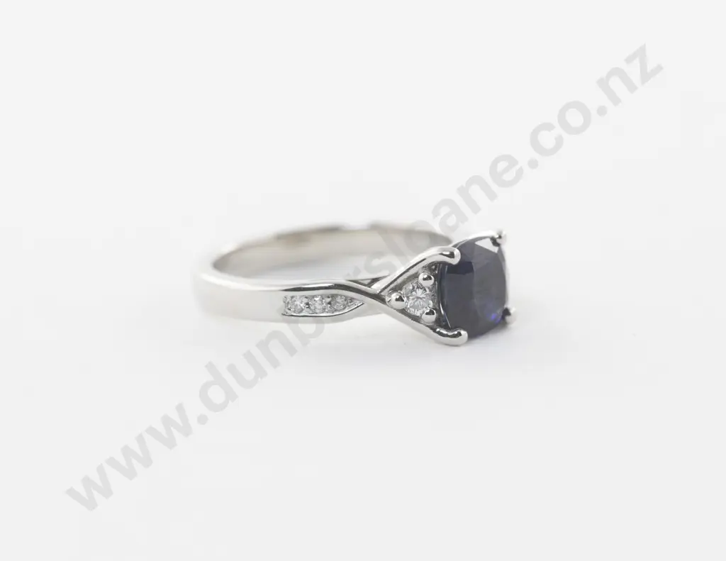 Village Goldsmith Wellington All Platinum Single Sapphire and Diamond Ring Image 1++