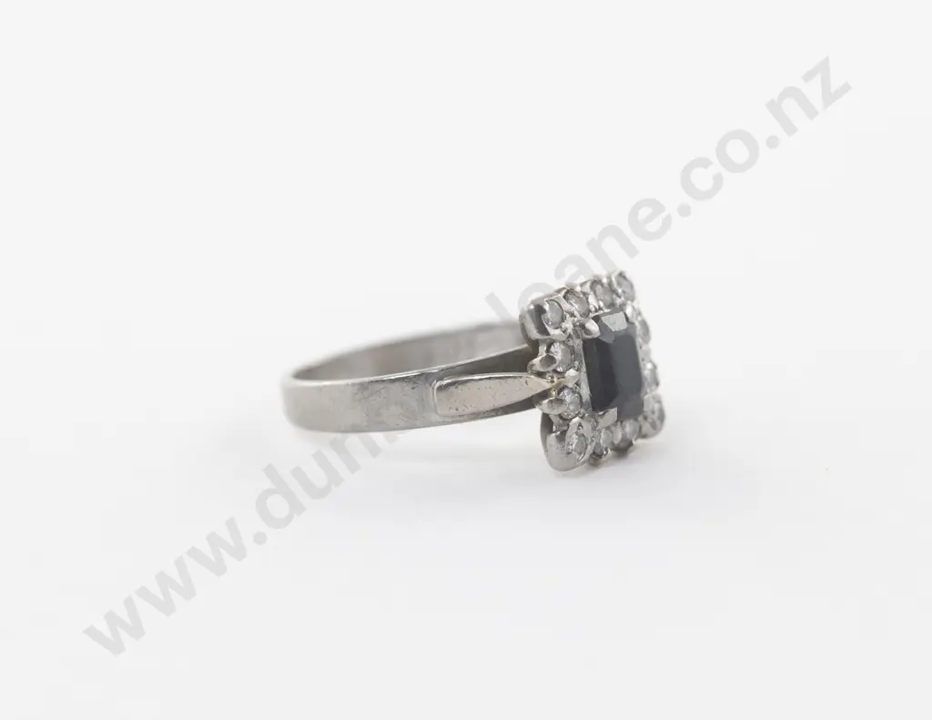 18ct White Gold 13stone Sapphire and Diamond Cluster Ring Image 1++