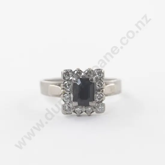 18ct White Gold 13stone Sapphire and Diamond Cluster Ring
