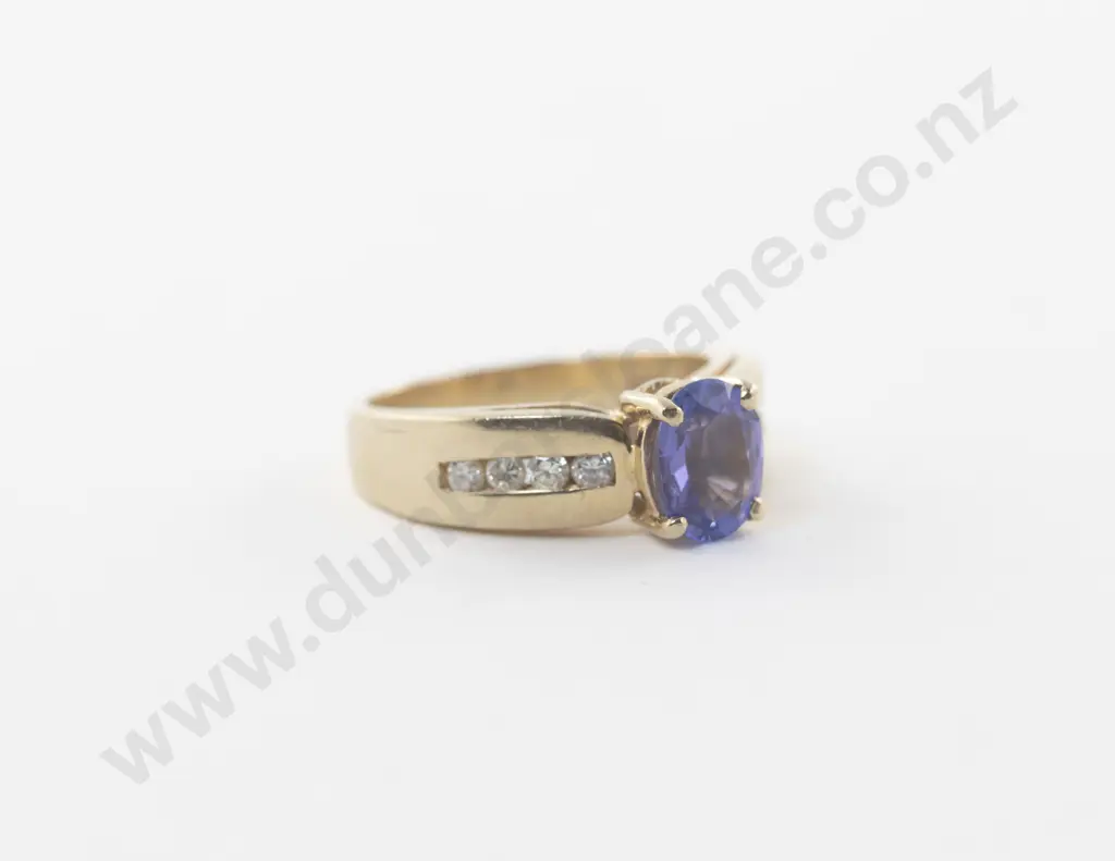14ct Nine Stone Tanzanite and Diamond Dress Ring Image 1++