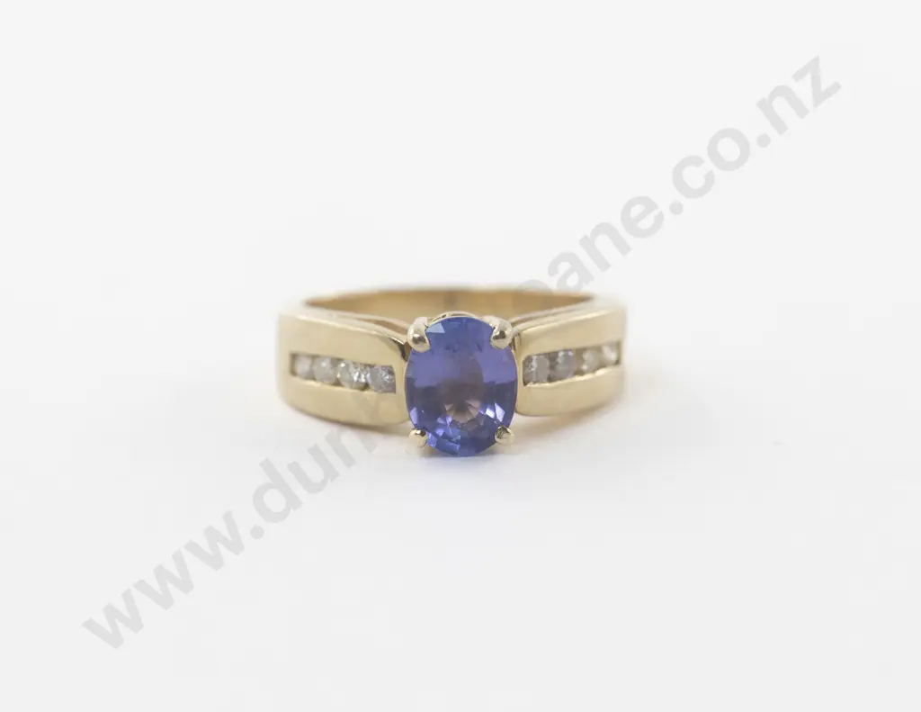 14ct Nine Stone Tanzanite and Diamond Dress Ring Image 1++