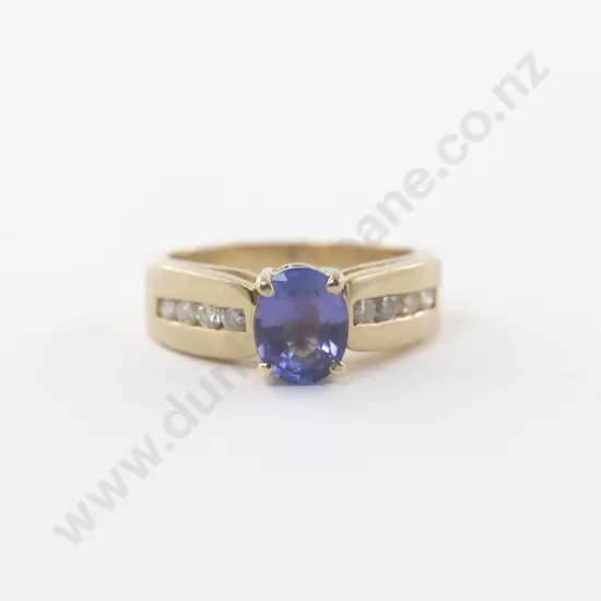 14ct Nine Stone Tanzanite and Diamond Dress Ring
