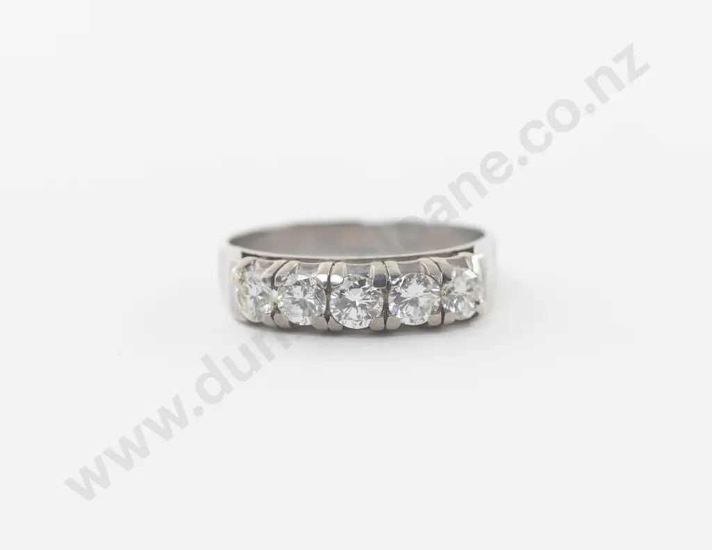 14ct White Gold Five Stone Diamond Bridge Ring Image 1++