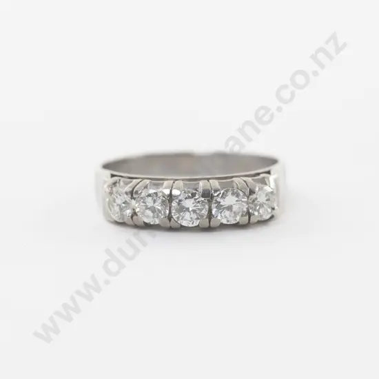 14ct White Gold Five Stone Diamond Bridge Ring