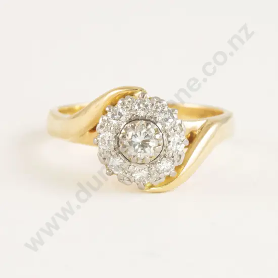 18ct Nine Stone Diamond Cluster Ring