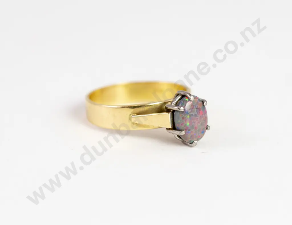 14ct Single Black Opal Ring Image 1++