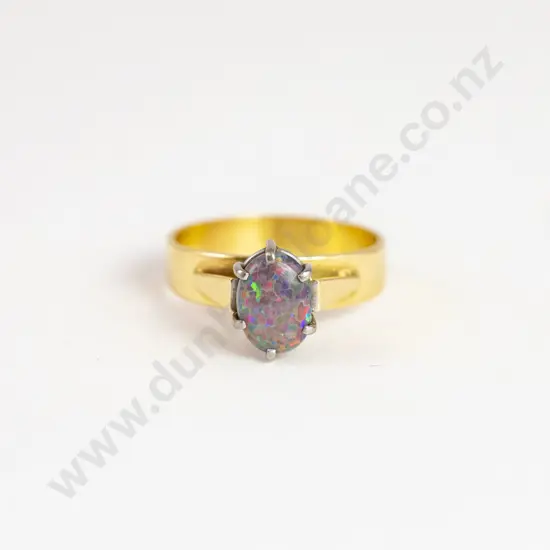 14ct Single Black Opal Ring