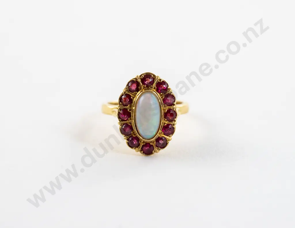 18ct 13Stone Opal and Spinel Cluster Ring Image 1++