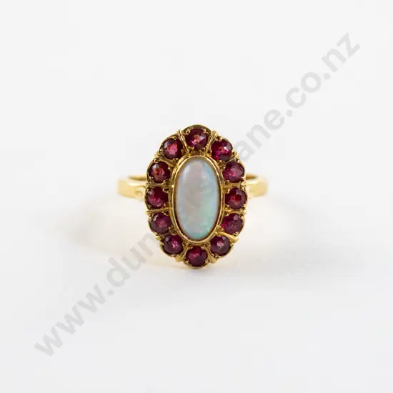 18ct 13Stone Opal and Spinel Cluster Ring