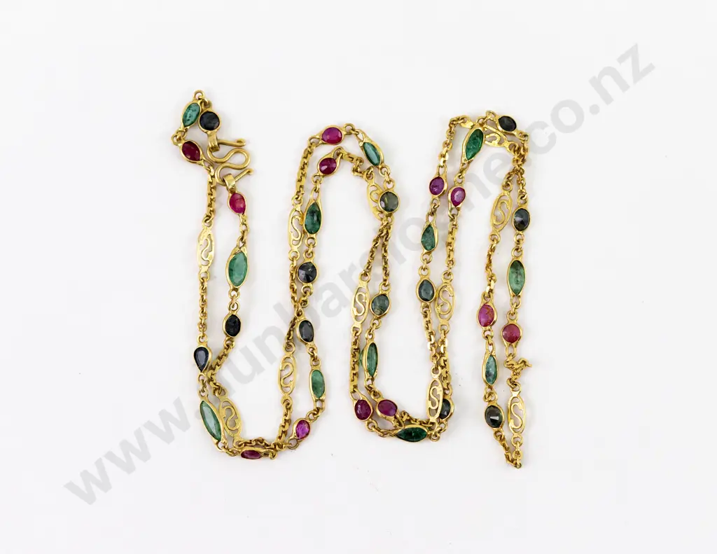14ct 36Stone Multi-Gem Necklace Image 1++