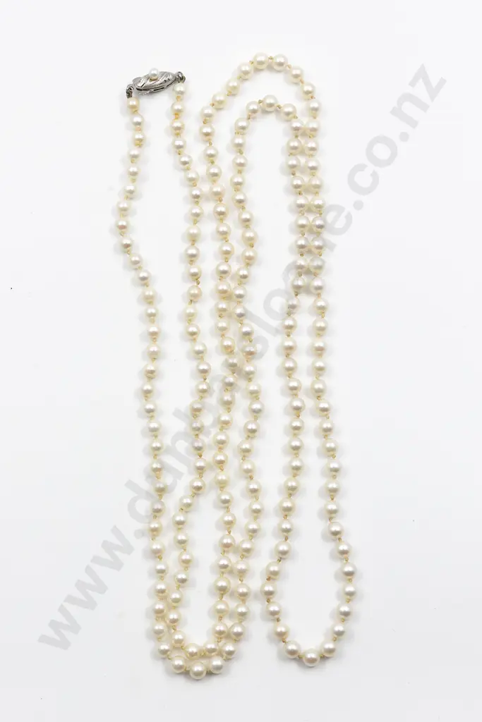 Single Strand Cultured Pearl Opera Length Necklace Image 1++
