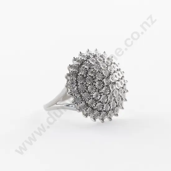 10ct White Gold 56Stone Diamond Cluster Ring