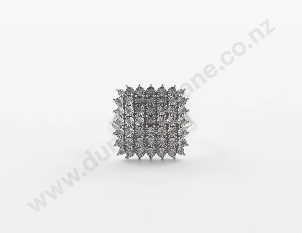 10ct White Gold 49Stone Diamond Cluster Ring Image 1++