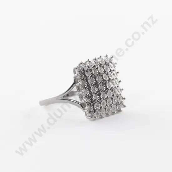 10ct White Gold 49Stone Diamond Cluster Ring