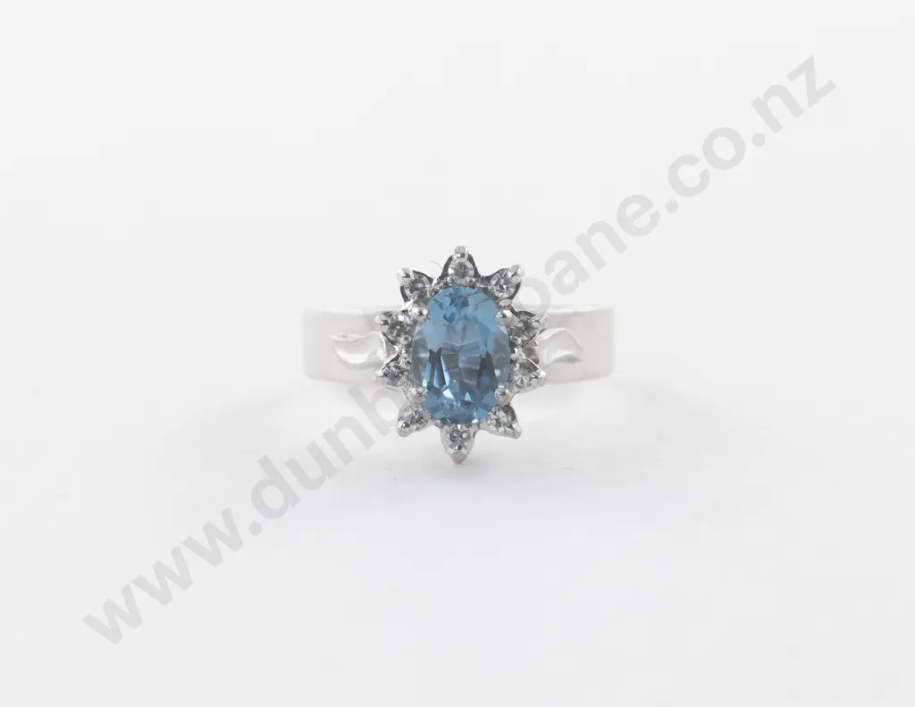 9ct White Gold Eleven Stone Topaz and Diamond Cluster Ring Image 1++