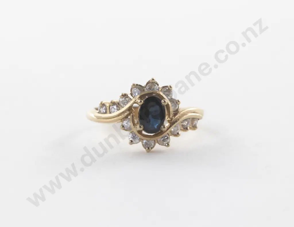 9ct 15Stone Diamond and Sapphire Cluster Ring Image 1++