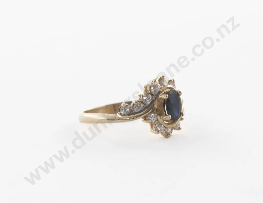 9ct 15Stone Diamond and Sapphire Cluster Ring Image 1++