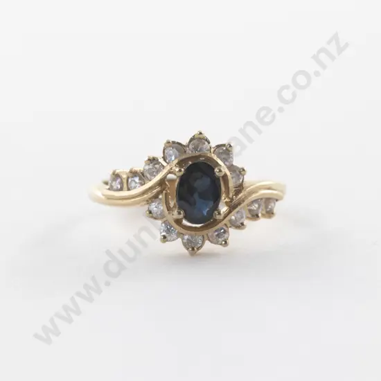 9ct 15Stone Diamond and Sapphire Cluster Ring