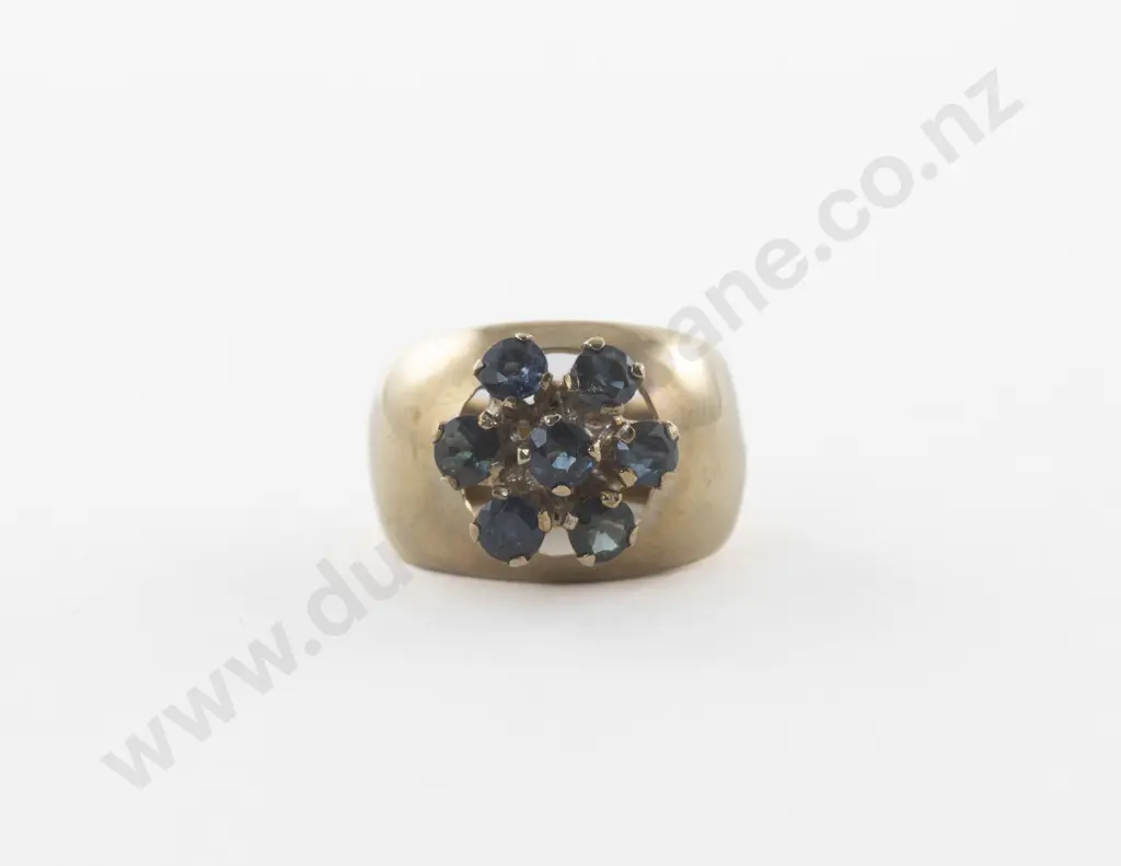 9ct Seven Stone Sapphire Floret Cluster Ring Image 1++