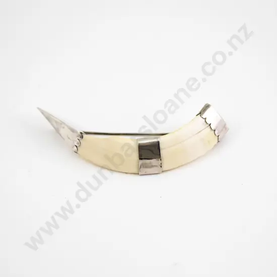 NZ Colonial S/S Mounted Tusk Brooch